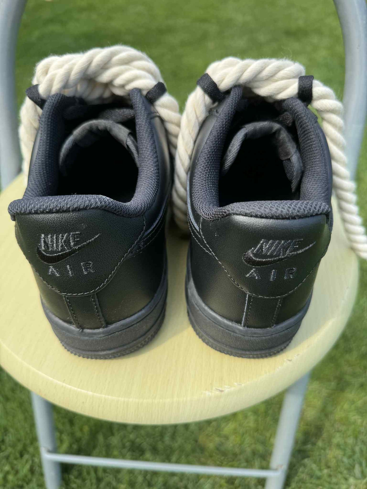 Rope Lace Beige Nike Air Force 1 "Tripple Black"