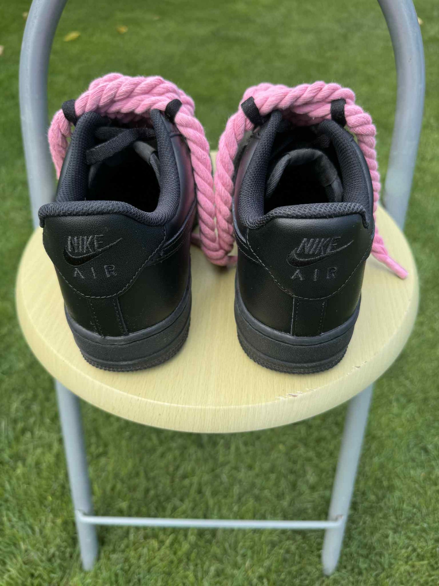 Rope Lace Pink Nike Air Force 1 "Tripple Black"