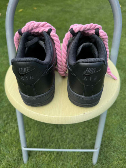 Rope Lace Pink Nike Air Force 1 "Tripple Black"