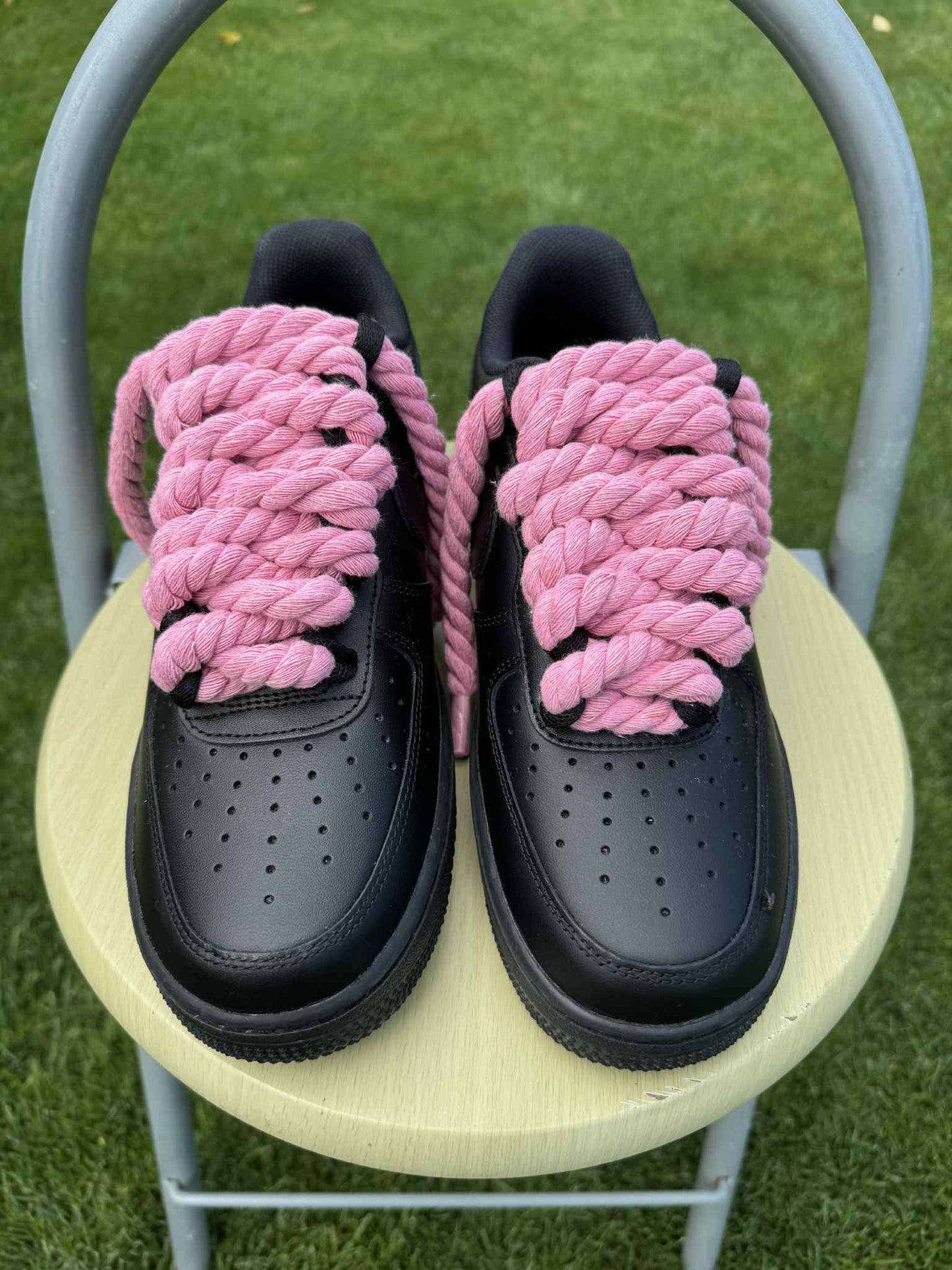 Rope Lace Pink Nike Air Force 1 "Tripple Black"