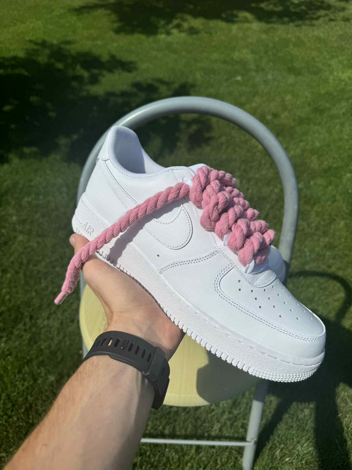 Rope Lace Pink Nike Air Force 1 "Tripple White"
