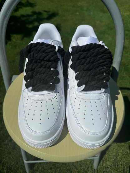 Rope Lace Black Nike Air Force 1 "Tripple White"
