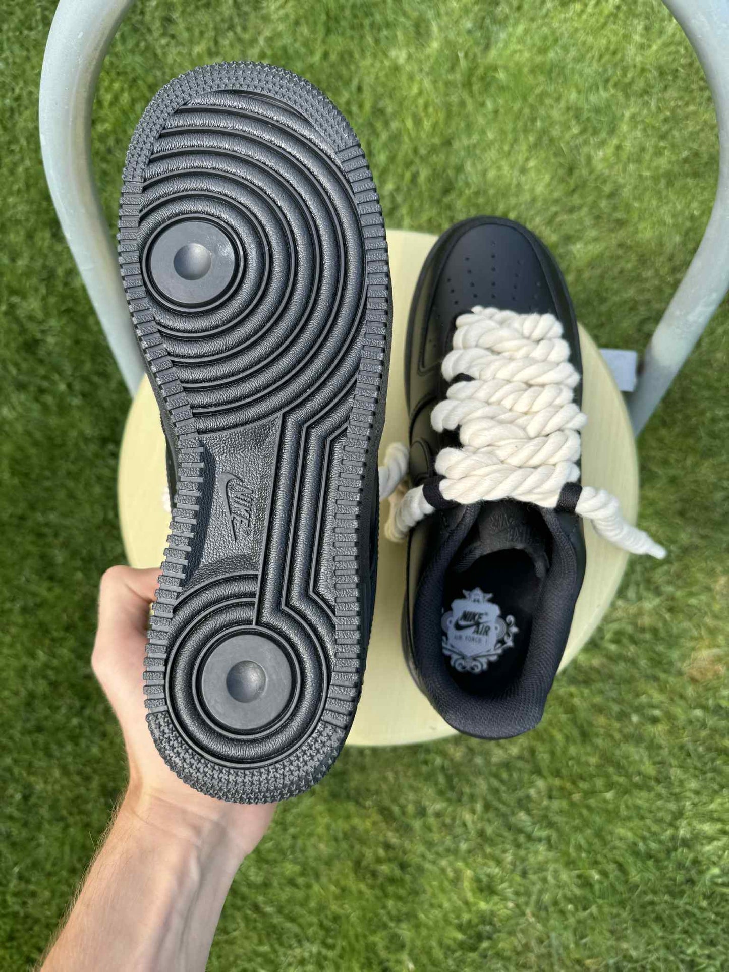 Rope Lace Beige Nike Air Force 1 "Tripple Black"