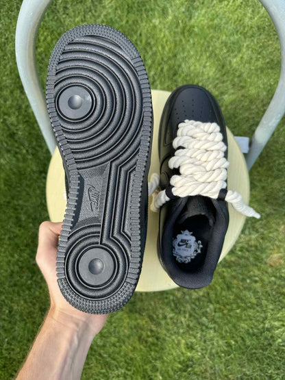 Rope Lace Beige Nike Air Force 1 "Tripple Black"