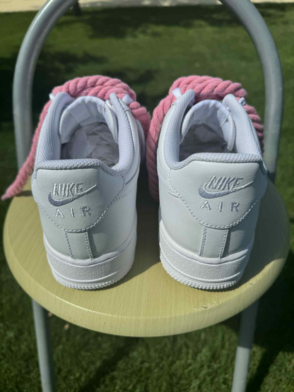 Rope Lace Pink Nike Air Force 1 "Tripple White"
