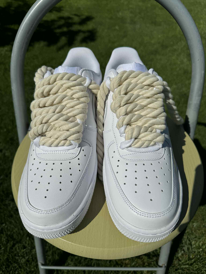 Rope Lace Beige Nike Air Force 1 "Tripple White"