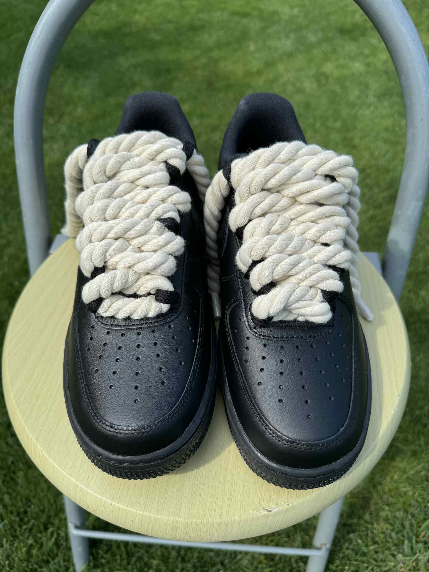 Rope Lace Beige Nike Air Force 1 "Tripple Black"