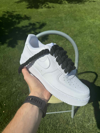 Rope Lace Black Nike Air Force 1 "Tripple White"