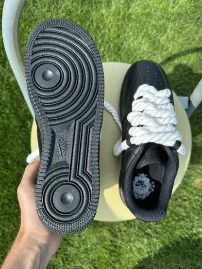 Rope Lace White Nike Air Force 1 "Tripple Black"